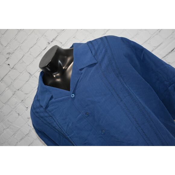 Cubavera Hawaiian Shirt Mens Size 4XL BIG Viscose Polyester Blue - Picture 6 of 6